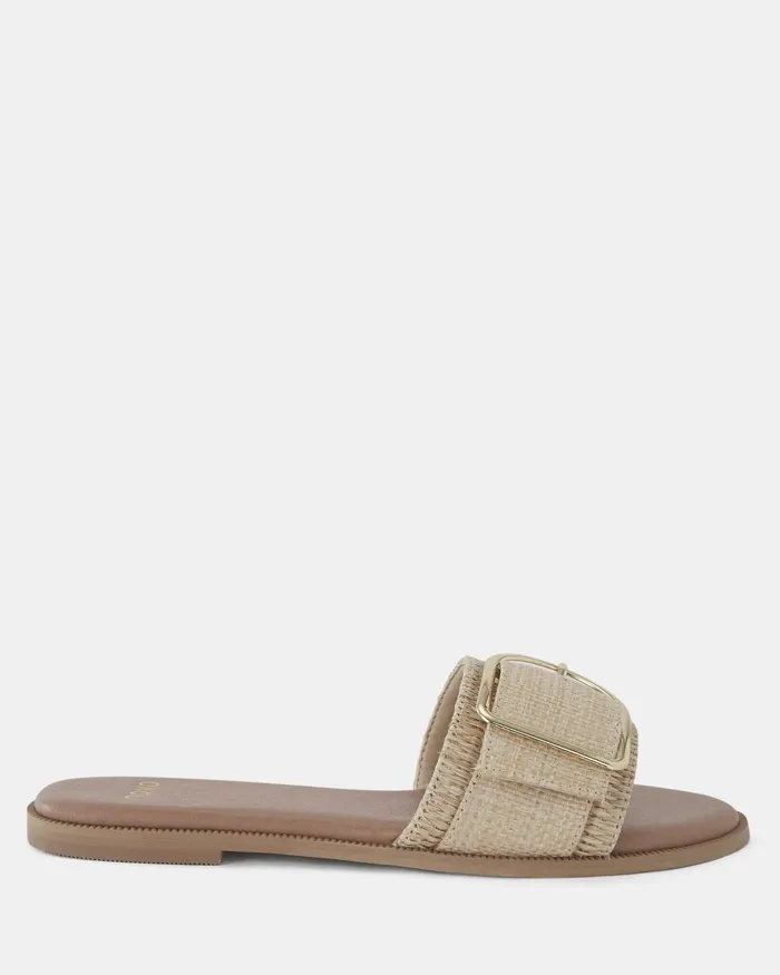 Women Flat Sandals NOVO Shoes RENE NATURAL RAFFIA Sandals