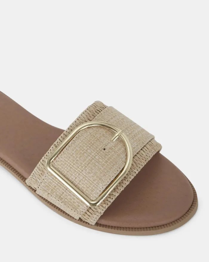 Women Flat Sandals NOVO Shoes RENE NATURAL RAFFIA Sandals