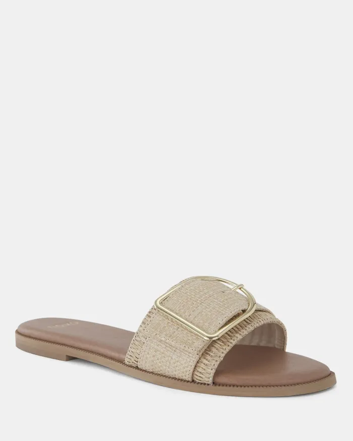 Women Flat Sandals NOVO Shoes RENE NATURAL RAFFIA Sandals