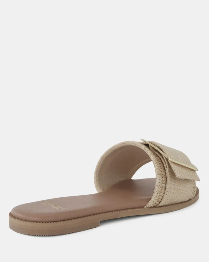 Women Flat Sandals NOVO Shoes RENE NATURAL RAFFIA Sandals