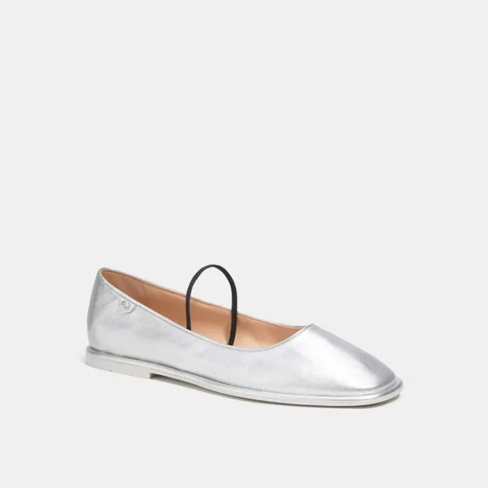 Women Flats and Loafers Coach Emilia Mary Jane Silver