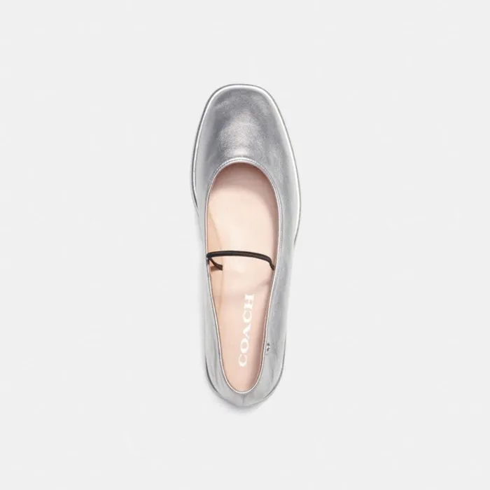 Women Flats and Loafers Coach Emilia Mary Jane Silver