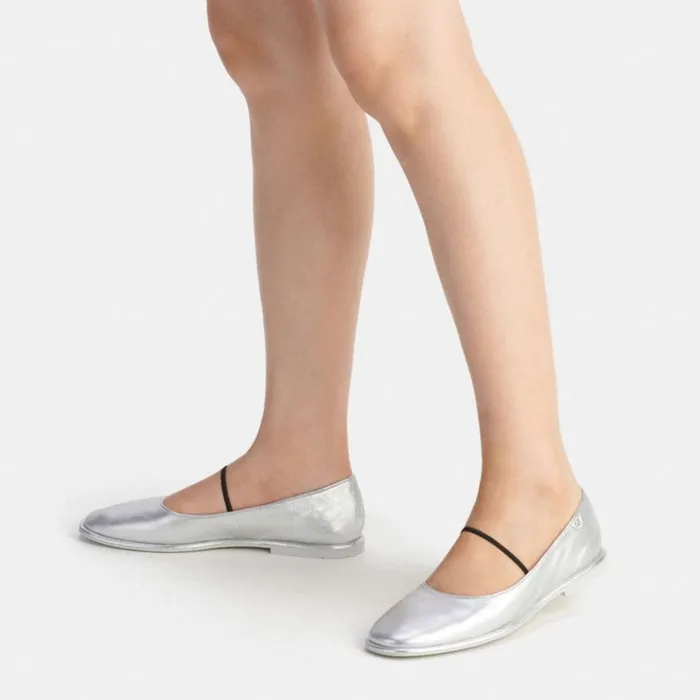 Women Flats and Loafers Coach Emilia Mary Jane Silver