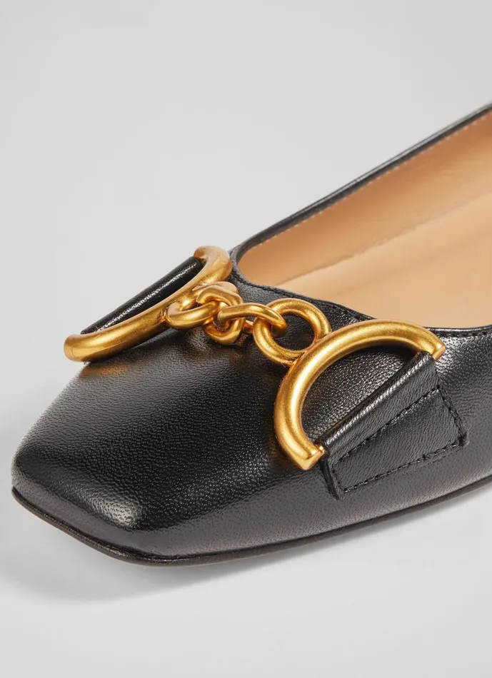 Women Flats LKBennett Charlotte Black Leather SnaffleDetail Flats Black Women Flats LKBennett Charlotte Black Leather SnaffleDetail Flats Black