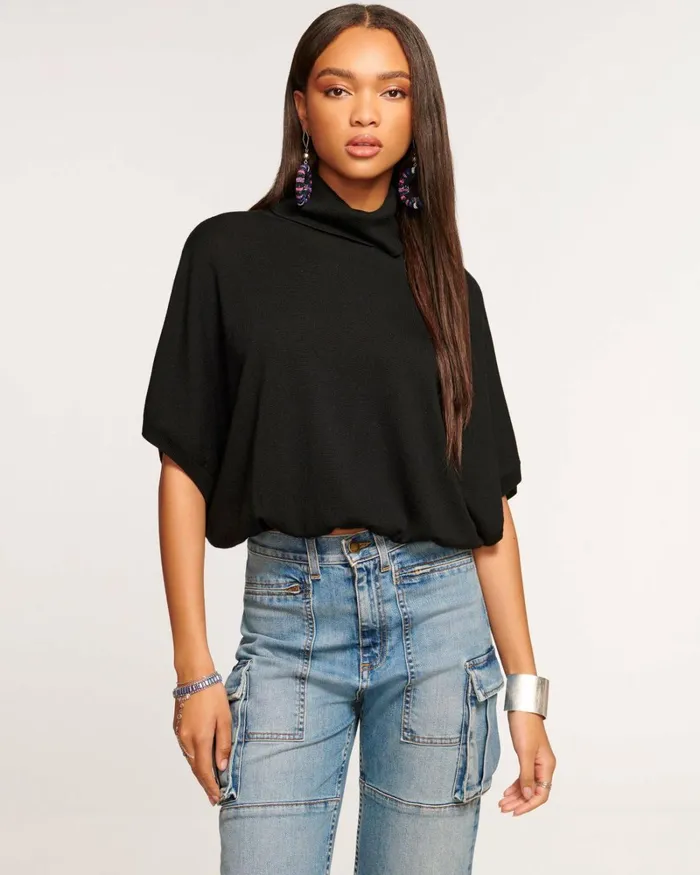 Women Gabriella Turtleneck Sweater Black Ramy Brook Tops