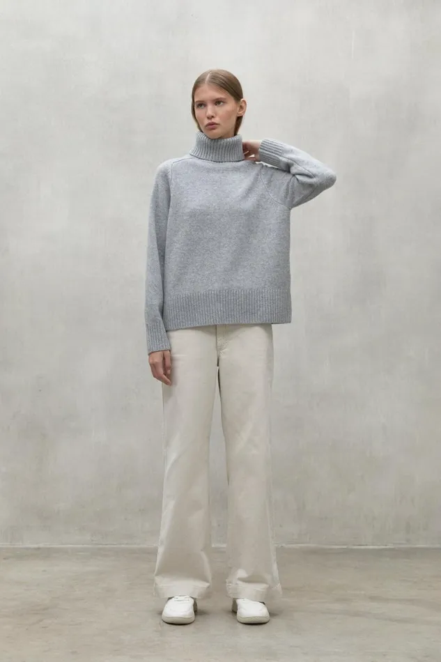 Women Grey Caqui Turtleneck Jumper Ecoalf Knitwear