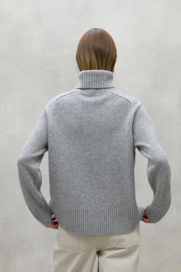 Women Grey Caqui Turtleneck Jumper Ecoalf Knitwear