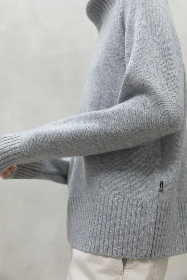 Women Grey Caqui Turtleneck Jumper Ecoalf Knitwear