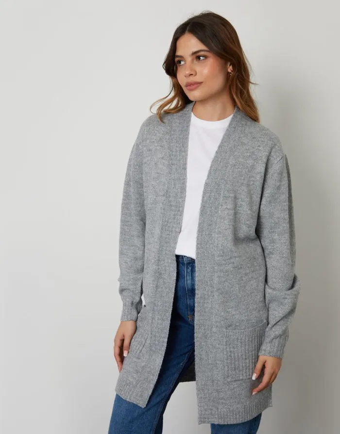 Women Grey Longline Knitted Open Cardigan Threadbare Cardigans Women Grey Longline Knitted Open Cardigan Threadbare Cardigans