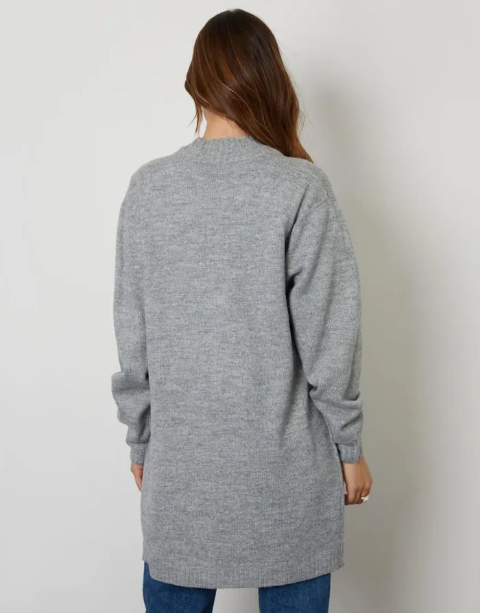 Women Grey Longline Knitted Open Cardigan Threadbare Cardigans Women Grey Longline Knitted Open Cardigan Threadbare Cardigans