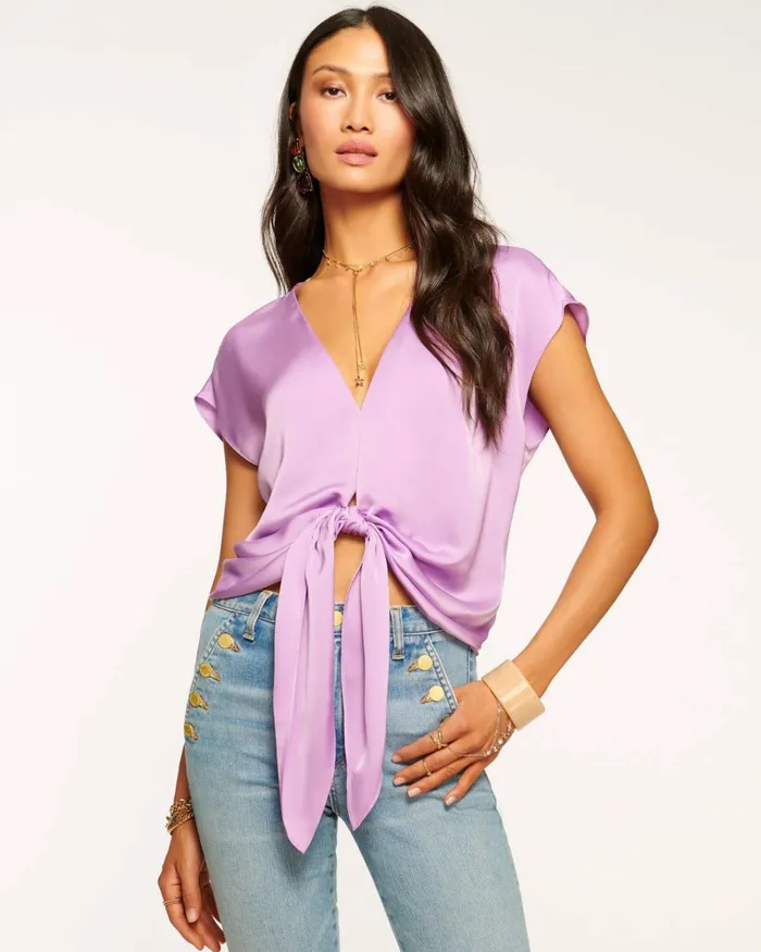 Women Hazel Front Tie Top Navy Ramy Brook Tops