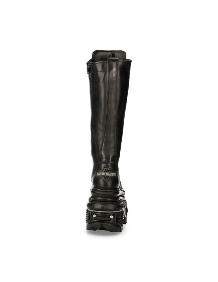 Women High Boot Black Imperfect With Laces M235C11 New Rock High Heels Women High Boot Black Imperfect With Laces M235C11 New Rock High Heels