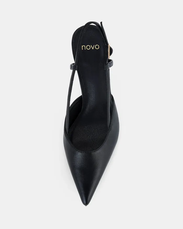 Women ISNELLO BLACK Closed Toe Heels Pumps NOVO Shoes