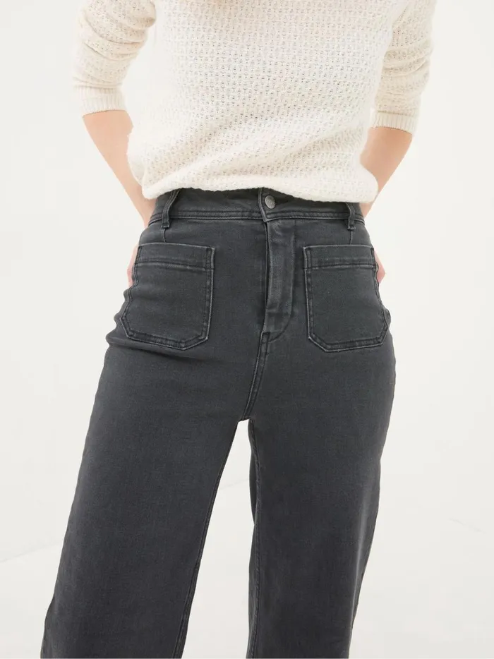 Women Jeans Fat Face Keswick Grey Wide Leg Crop Jeans