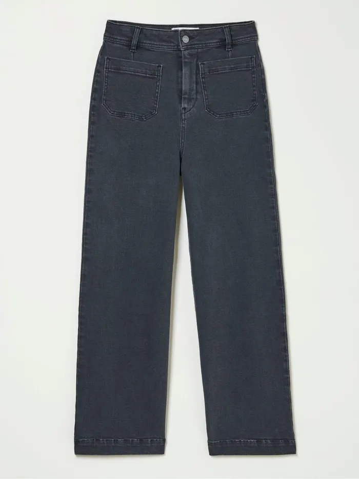 Women Jeans Fat Face Keswick Grey Wide Leg Crop Jeans