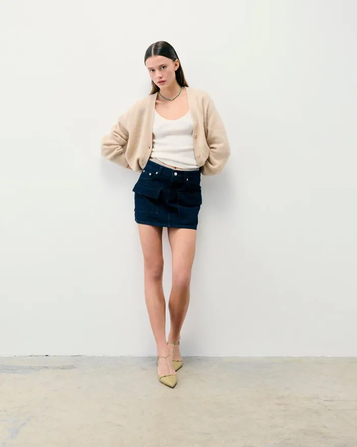 Women Jeans From Future Mini Cargo Skirt Natural