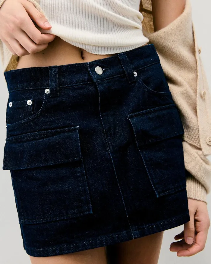 Women Jeans From Future Mini Cargo Skirt Natural