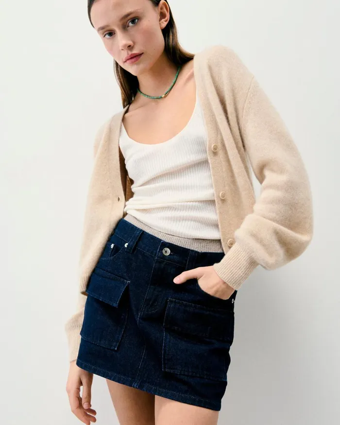 Women Jeans From Future Mini Cargo Skirt Natural