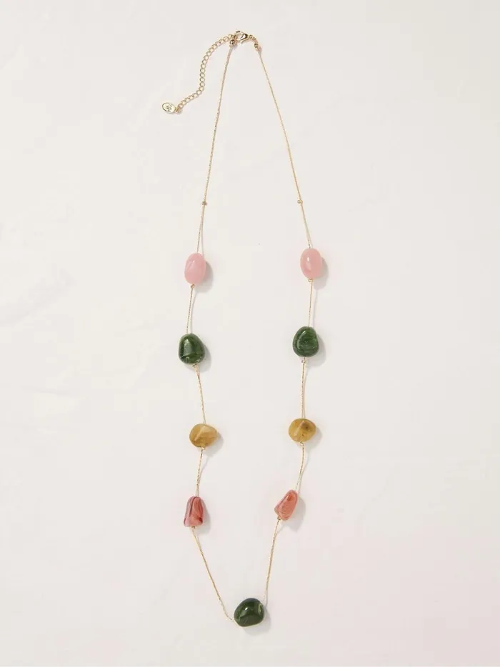 Women Jewellery Fat Face Gold Tone Large Stone Necklace