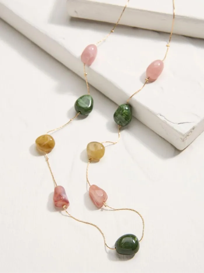 Women Jewellery Fat Face Gold Tone Large Stone Necklace