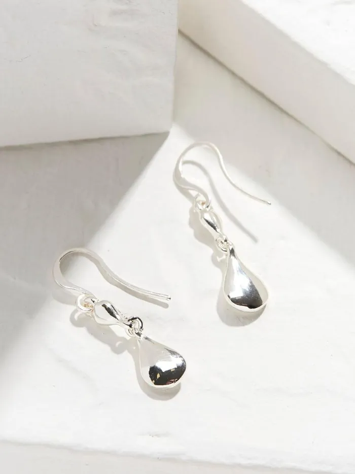 Women Jewellery Fat Face Silver Abstract Drop Earrings
