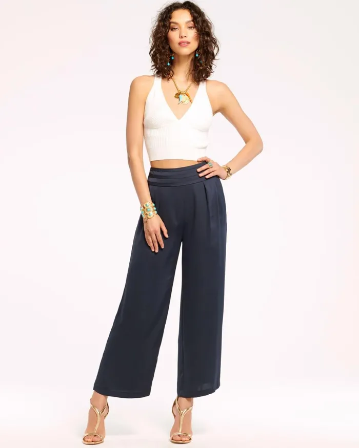Women Joss Cropped Wide Leg Pant Black Ramy Brook Pants