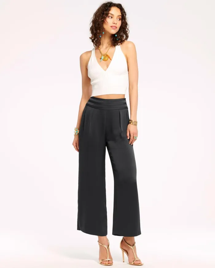 Women Joss Cropped Wide Leg Pant Black Ramy Brook Pants