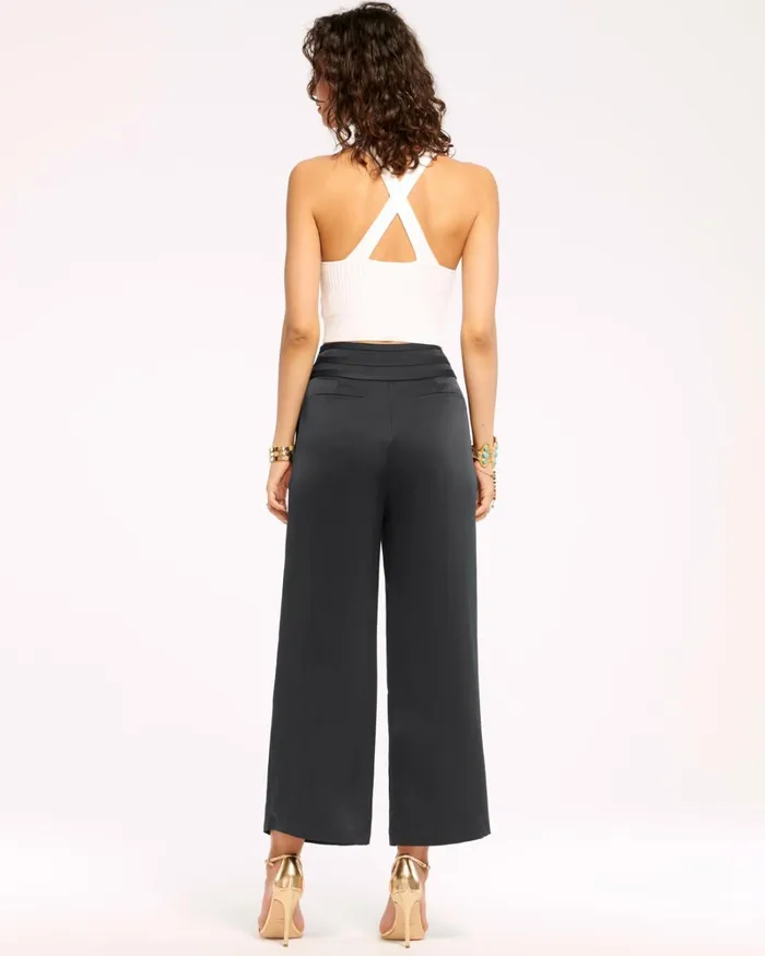 Women Joss Cropped Wide Leg Pant Black Ramy Brook Pants
