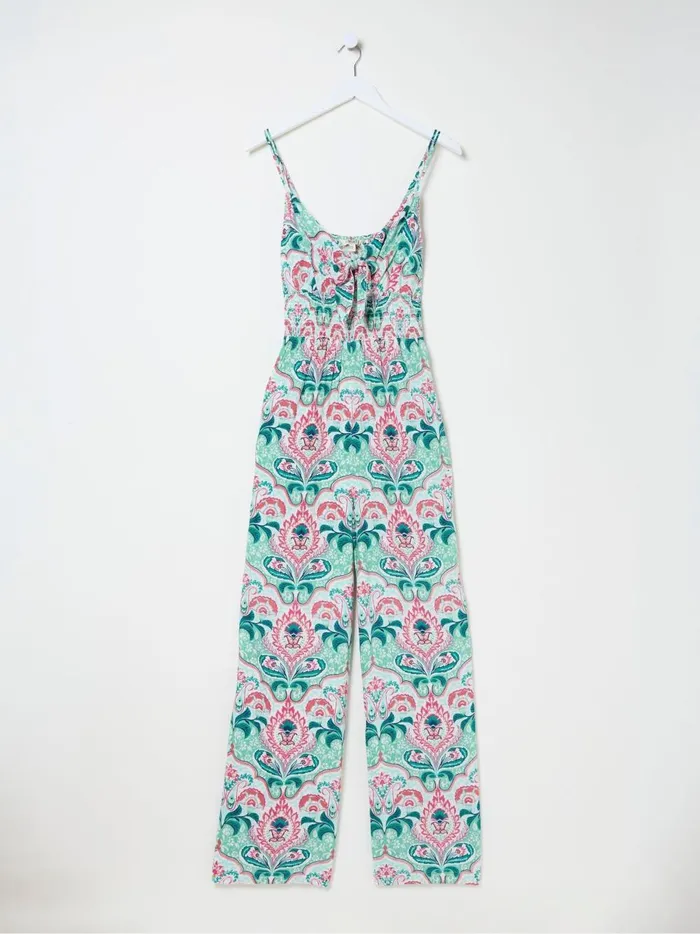 Women Jumpsuits and Playsuits Fat Face Aurora Green Mirrored Paisley Jumpsuit