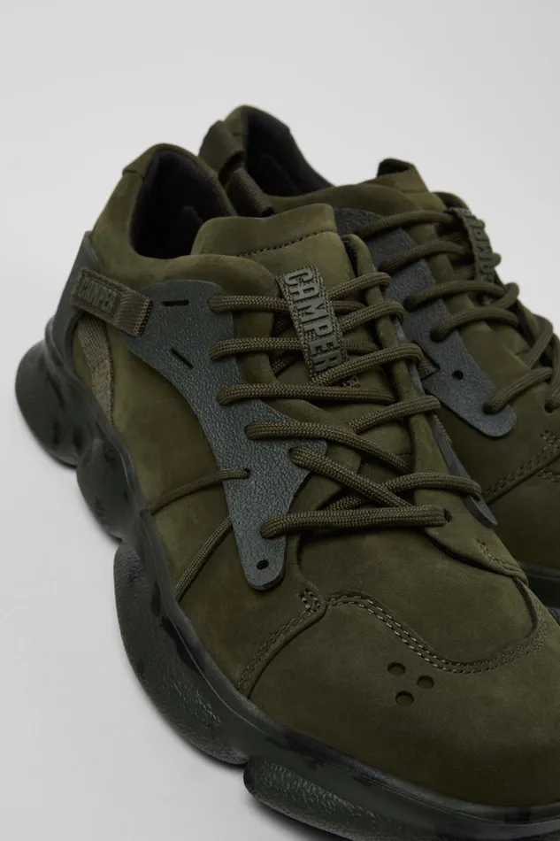 Women Karst Green Nubuck And Textile Sneakers Camper Sneakers