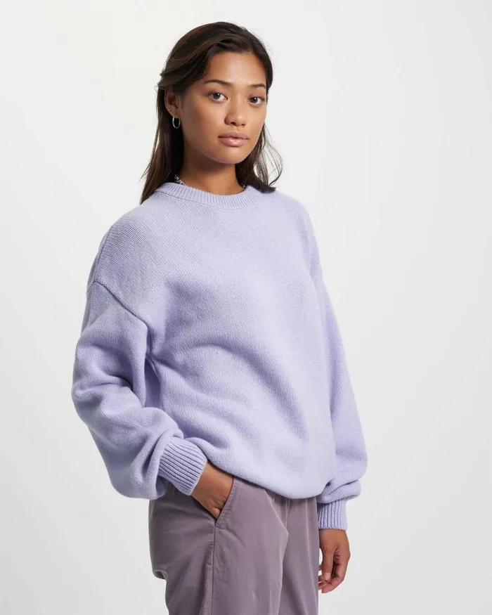 Women Knit Sweaters Colorful Standard Oversized Merino Wool Crew Lava Grey