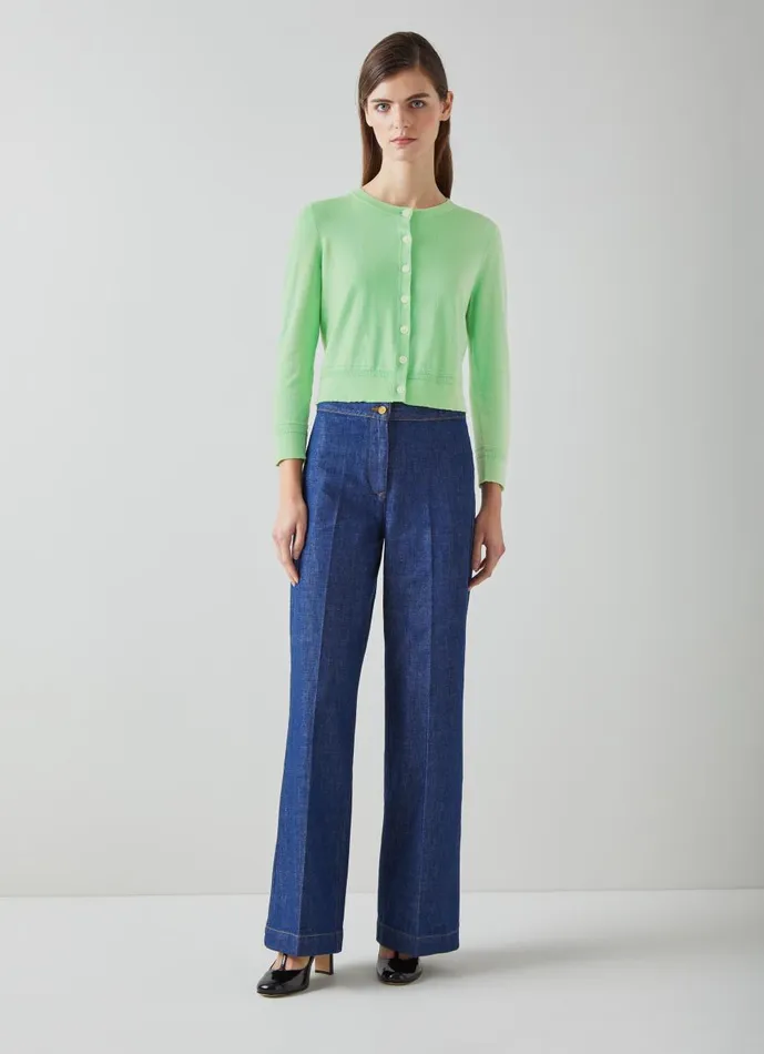 Women Knitwear LKBennett Michelle Green Organic Cotton Cardigan Green Women Knitwear LKBennett Michelle Green Organic Cotton Cardigan Green