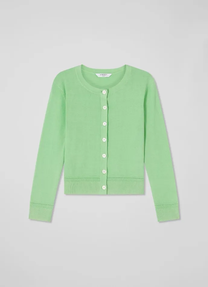 Women Knitwear LKBennett Michelle Green Organic Cotton Cardigan Green Women Knitwear LKBennett Michelle Green Organic Cotton Cardigan Green