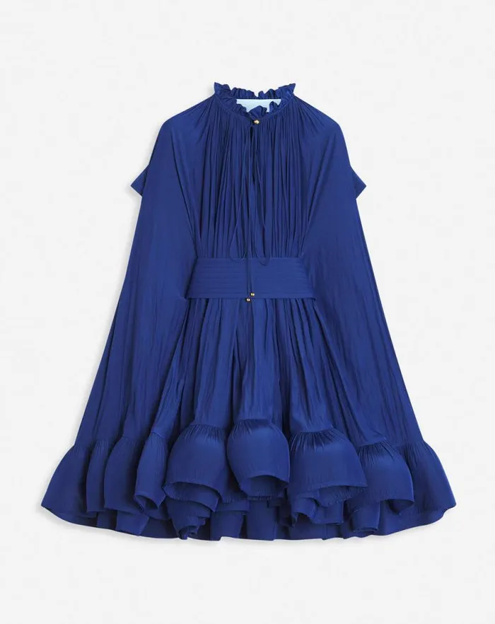 Women Lanvin Dresses Short Charmeuse Dress Indigo