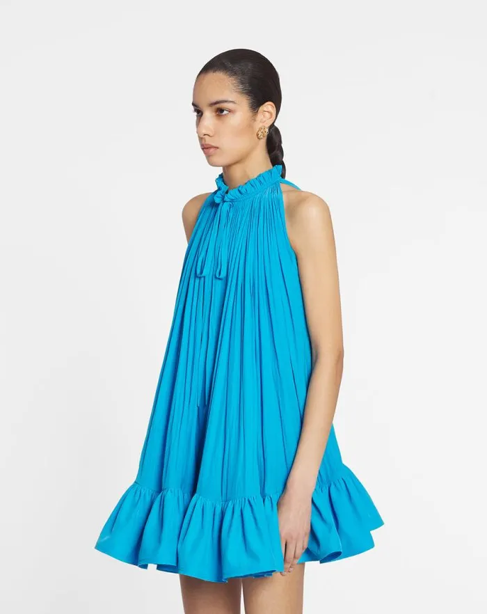 Women Lanvin Dresses Short Dress With Ruffles Pool Women Lanvin Dresses Short Dress With Ruffles Pool