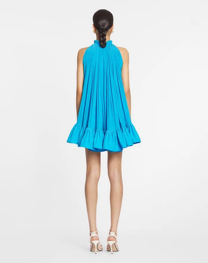 Women Lanvin Dresses Short Dress With Ruffles Pool Women Lanvin Dresses Short Dress With Ruffles Pool