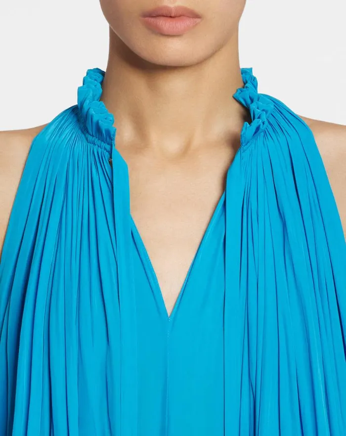 Women Lanvin Dresses Short Dress With Ruffles Pool Women Lanvin Dresses Short Dress With Ruffles Pool