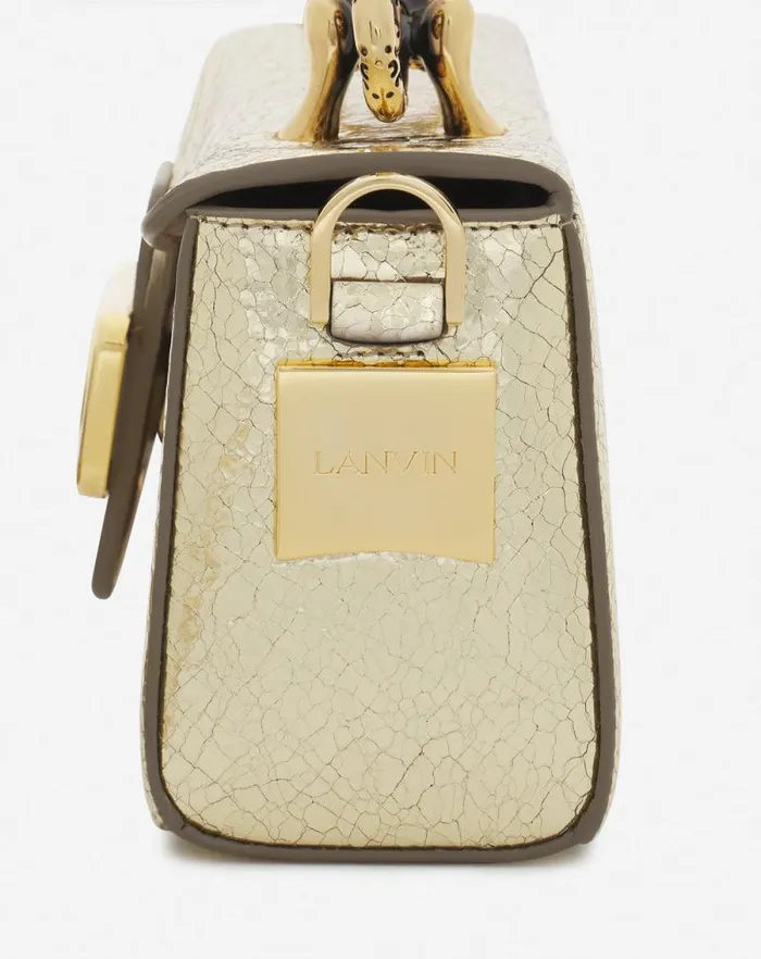 Women Lanvin Mini Bags and Clutches Nano Pencil Cat Bag In Crackled Metallic Leather Gold Women Lanvin Mini Bags and Clutches Nano Pencil Cat Bag In Crackled Metallic Leather Gold