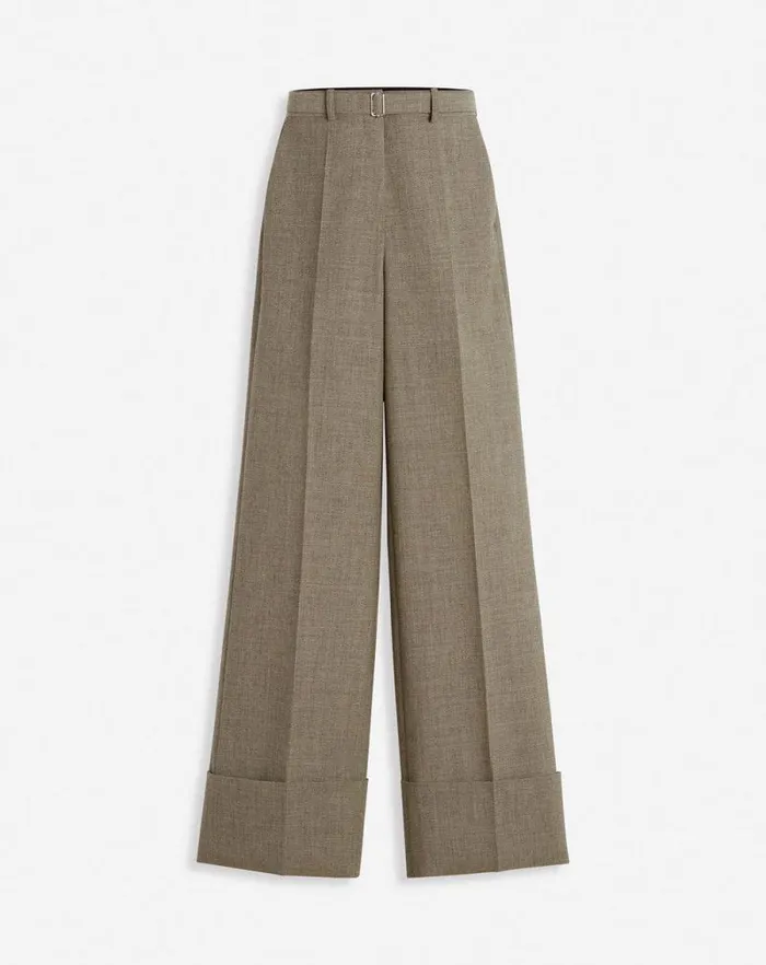 Women Lanvin Pants Wideleg Cuffed Wool Pants Lin