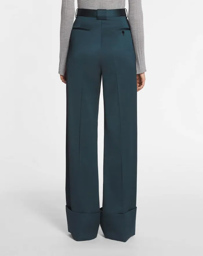 Women Lanvin Pants Wideleg Pants With Cuffs Forest Green Women Lanvin Pants Wideleg Pants With Cuffs Forest Green
