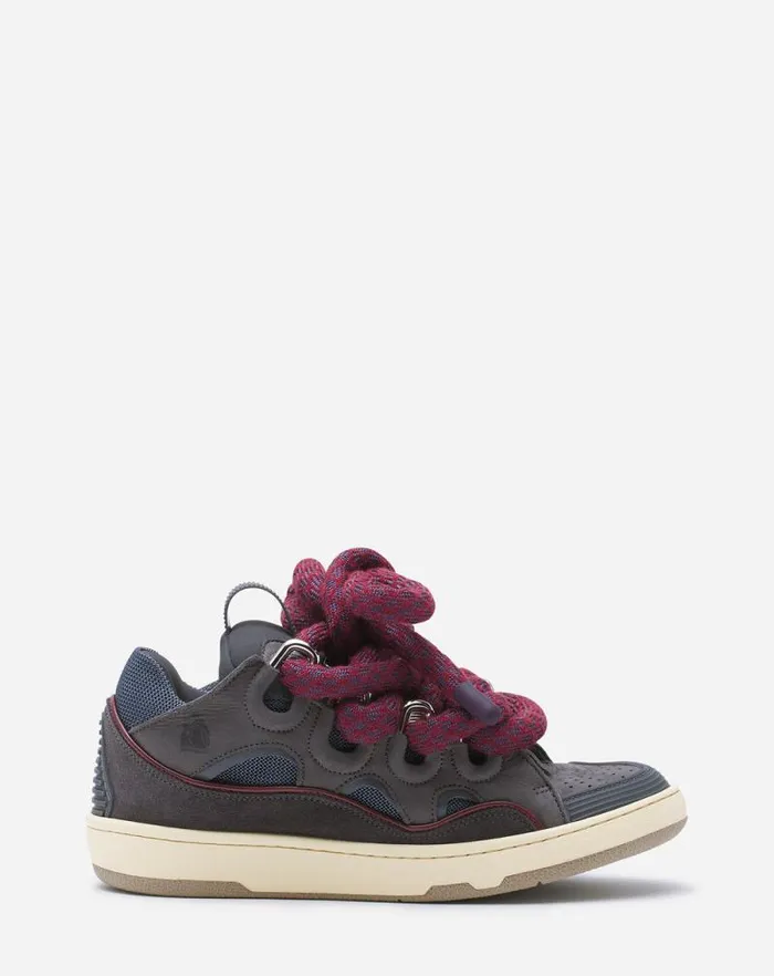 Women Lanvin Sneakers Curb Sneakers In Leather With Snake Laces Shark Grey