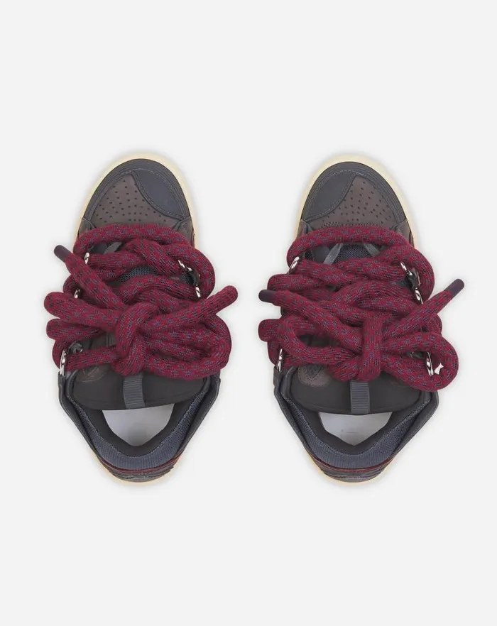 Women Lanvin Sneakers Curb Sneakers In Leather With Snake Laces Shark Grey Women Lanvin Sneakers Curb Sneakers In Leather With Snake Laces Shark Grey
