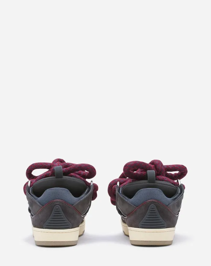 Women Lanvin Sneakers Curb Sneakers In Leather With Snake Laces Shark Grey Women Lanvin Sneakers Curb Sneakers In Leather With Snake Laces Shark Grey