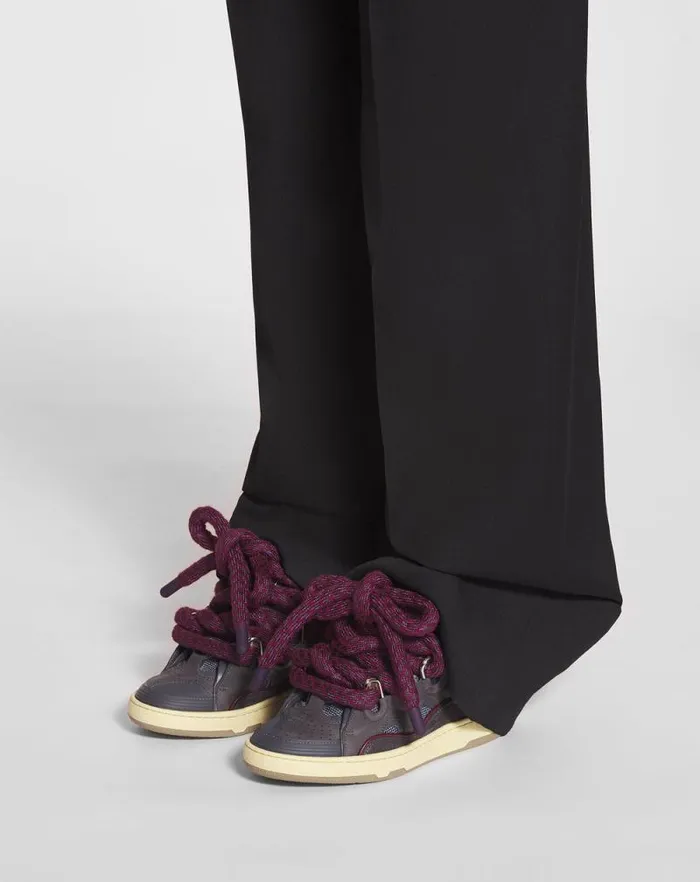 Women Lanvin Sneakers Curb Sneakers In Leather With Snake Laces Shark Grey Women Lanvin Sneakers Curb Sneakers In Leather With Snake Laces Shark Grey