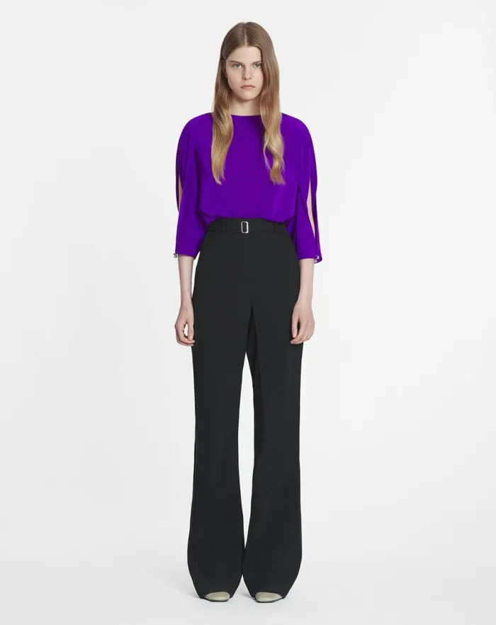 Women Lanvin Tops Silk Top With Openwork Sleeves Anemone Women Lanvin Tops Silk Top With Openwork Sleeves Anemone