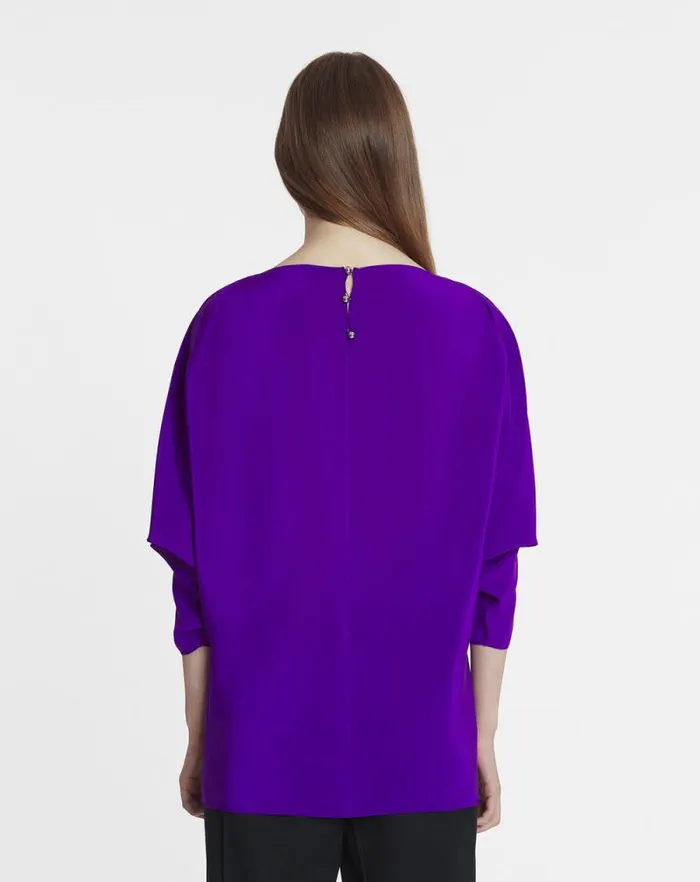 Women Lanvin Tops Silk Top With Openwork Sleeves Anemone Women Lanvin Tops Silk Top With Openwork Sleeves Anemone