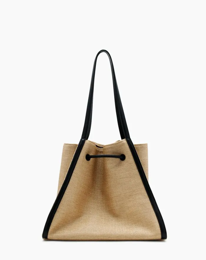 Women Lanvin Tote Bags and Top Handle Bags Sequence Bag In Leather And Raffia Naturalblack Women Lanvin Tote Bags and Top Handle Bags Sequence Bag In Leather And Raffia Naturalblack