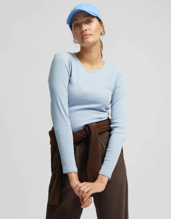 Women Long Sleeve Tops Colorful Standard Women Organic Rib LS TShirt Deep Black