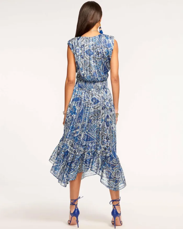 Women Lucy Smocked Midi Dress Blue Paisley Ramy Brook Dresses Women Lucy Smocked Midi Dress Blue Paisley Ramy Brook Dresses