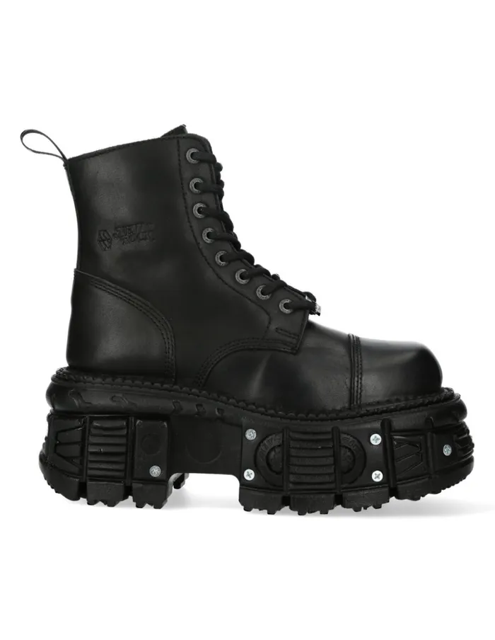 WomenMen Ankle Boot Black Imperfect With Laces MTank083C1 New Rock Boots WomenMen Ankle Boot Black Imperfect With Laces MTank083C1 New Rock Boots